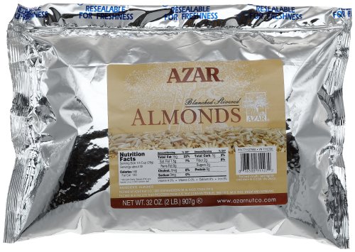 Azar Nut Company Almonds Blanched, Slivered Raw, 32-Ounce Resealable Bag