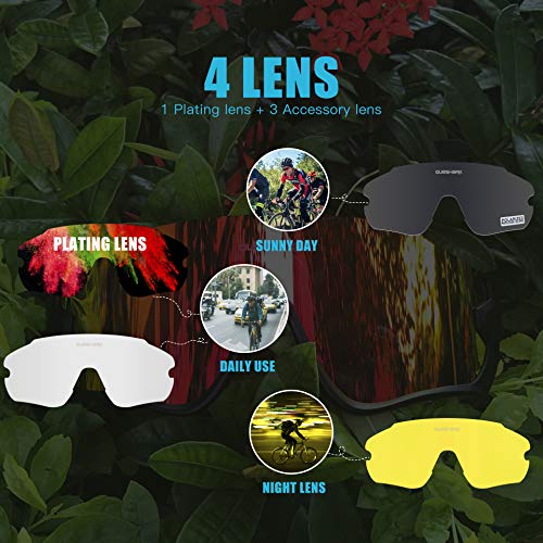 Queshark Lunettes de Soleil Sports Polarisées pour Hommes Femmes Cyclisme Course Pêche Golf Moto UV400 Lunettes 4 Objectif Interchangeable QE45 - Image 6