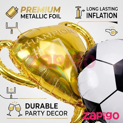 Image of Balloonistics Football Worl Cup Theme Birthday Balloon Bouquet | Football Birthday Party Decoration | Soccer Sports Birthday Balloon Set | Pack of 5