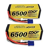 DXF 2PCS 4S 14.8V 6500mAh 100C RC LiPo Battery Hard Case EC5 Connector for RC 1/8 Buggy Truggy Car