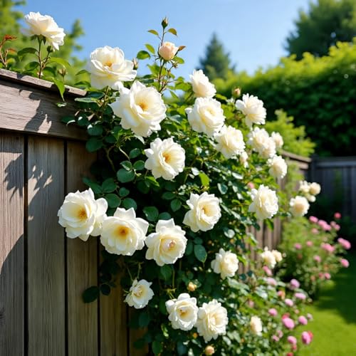 Image of Climbing Rose Hybrid Seeds Pack - Large Flowers- 70 Easy-to-Grow Seeds for Vibrant Blooms, Suitable for All Indian Climates (WHITE)