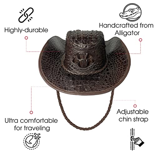 Vinacreations Alligator Leather Hat Adjustable Baseball Cap Handcraft Crocodile Summer Hat Vietnam Cowboy Hats for Boy3