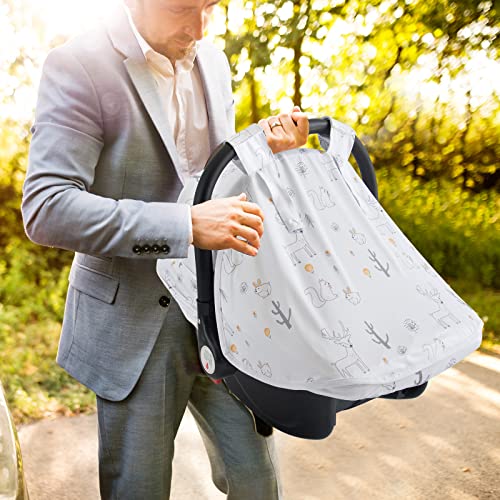 Image of Baby Car Seat Cover, Soft Sun Shade Cover, Breathable Comfortable Privacy Carseat Canopy Protect for Newborn Infant Boys Girls (Animals)