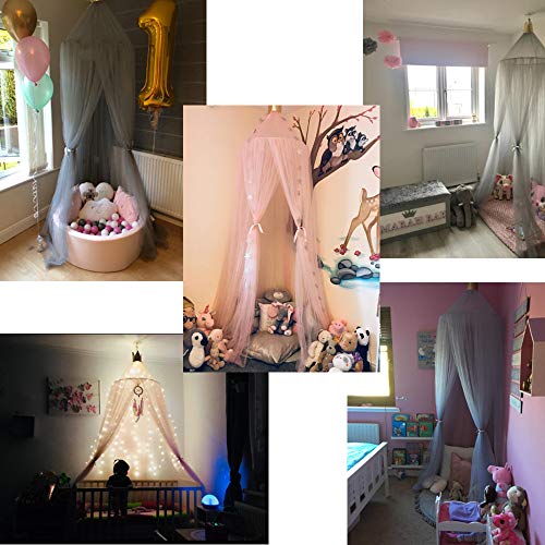 Bedluifel voor kinderen, Katoen Mosqutio Netto Hangend Gordijn, Baby Indoor Speel Lezen Tent (Grijs) roze - Image 8