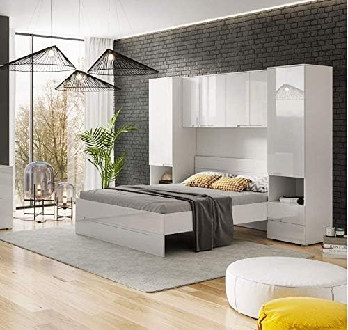 Cellini White Gloss Over Bed Storage Unit Wardrobes - 2899- by Ronz