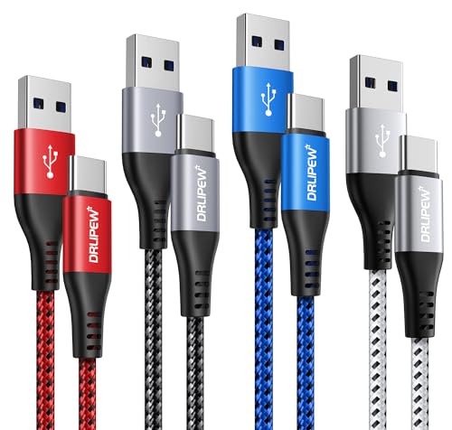 USB C Charger Cable (2M 4-Pack) USB Type C Fast Charger Braided 3A USB A to USB C Cable Fast Charge for iPhone 17 16 15 series Samsung Galaxy S20 S21 S22 S23+ S24 S25 S10 S9 PS5 Switch
