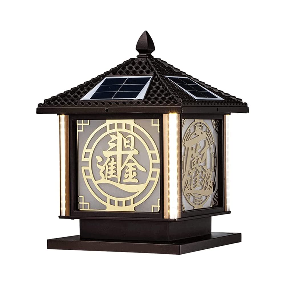 SMCCYYSD Solar Outdoor Pillar Lamp, Waterproof IP65 Square Column LED Aluminum Floor Glass Lampshade, Wall Garden Landscape Light, Villa Decoration Lighting Fixtures