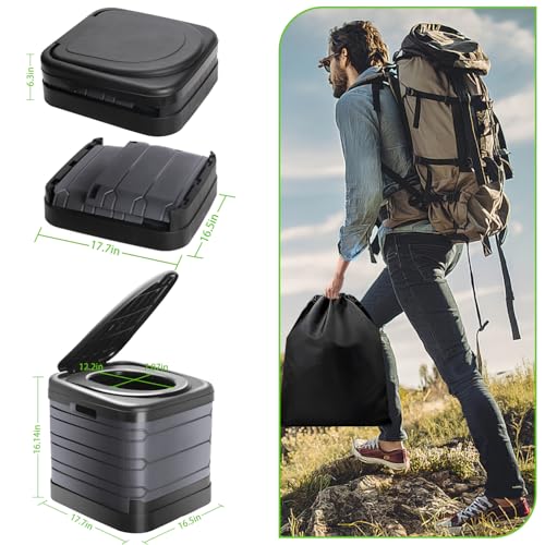 Sckee XXL Portable Toilet for Adults,16'' Tall Camping Toilet with Lid and Carry Bag, Heavy-Duty Portable Potty for Camping, Hiking, Car Travel,Truck, RV, Boating, Road Trips, Beach - Image 3