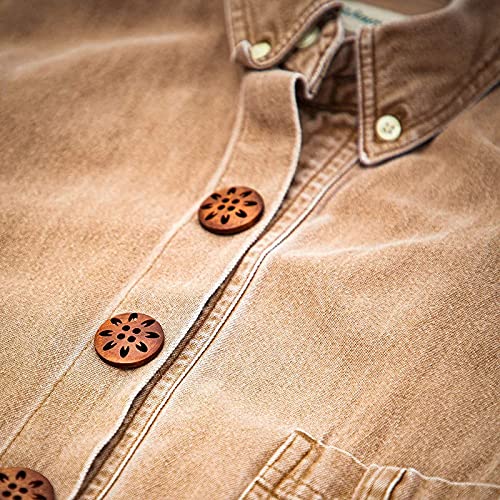 Floral Carved Wood Buttons For Crafts (4 Holes, 100-Pack) #TOP1