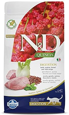 Farmina N&D, Quinoa Digestion Lamb Quinoa Fennel and Mint Recipe Dry Cat Food, 3.3lb