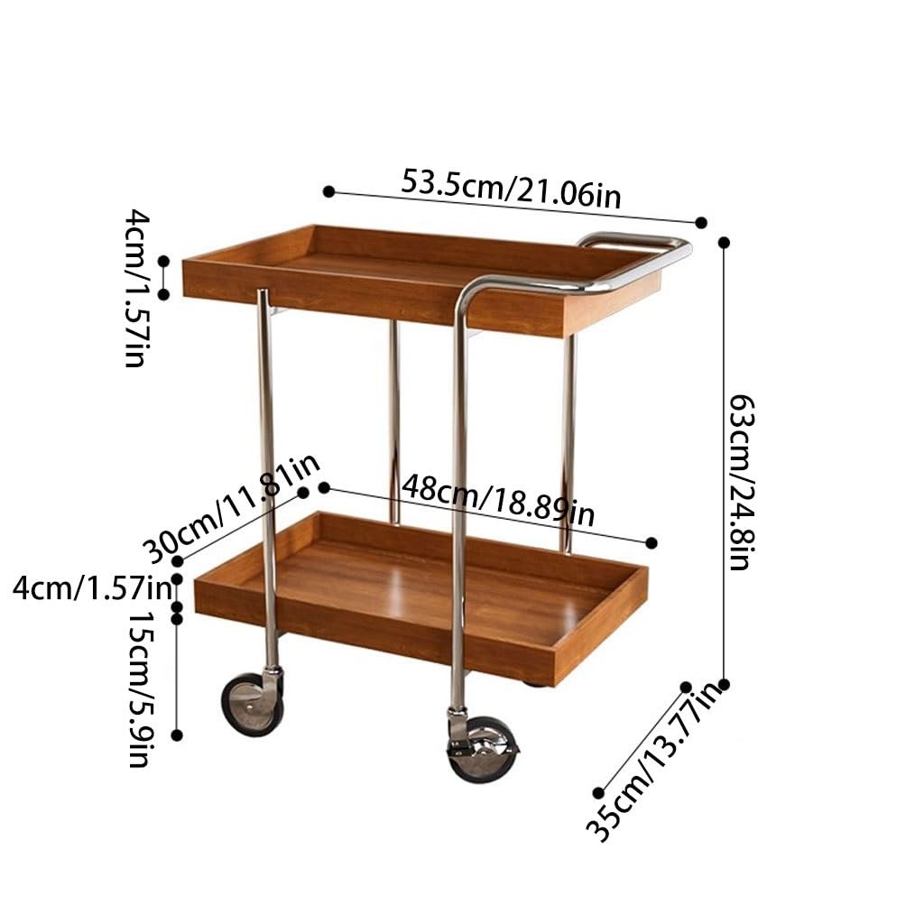eexbz Sofa Living Room Stainless Steel Storage Rack Household Movable Cart Wood Color Sofa Side Table Sofas for Living Room