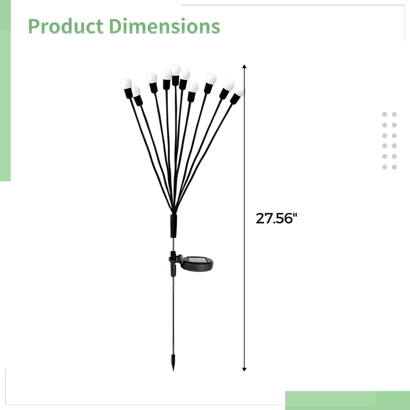 12 luces solares de jardín para jardín, patio, césped, balcón, luces de luciérnaga al aire libre con 10 cabezales LED, 8 modos de parpadeo, luces decorativas impermeables de paisaje
