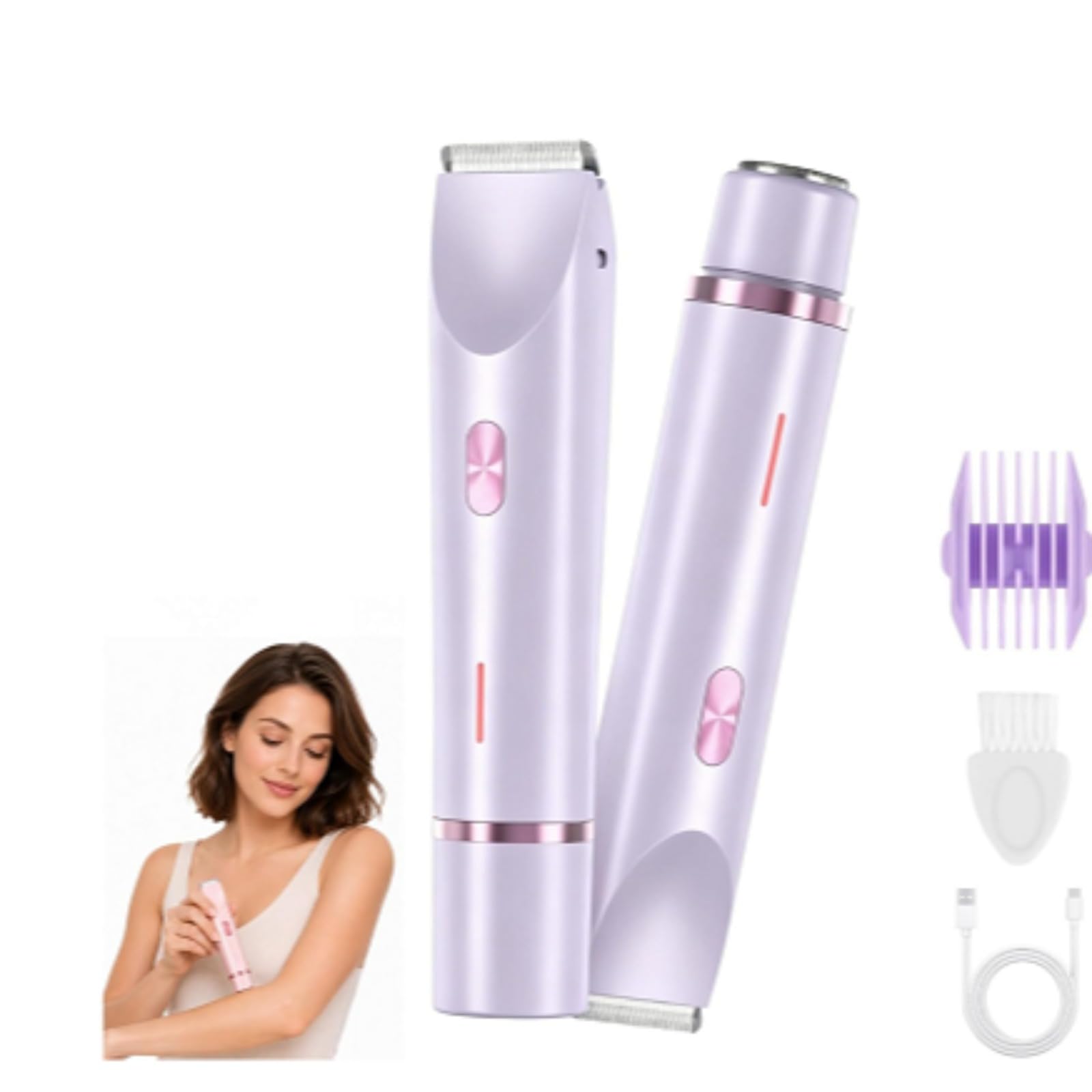 Ephra Cosmetics - Afeitadora Íntima Mujer,depilación Indolora De Doble Cabeza, Uso En Seco Y Húmedo,Maquinilla Electrica Femenina Para Zona Intima Axilas Piernas Y Piel Sensible (Morado)