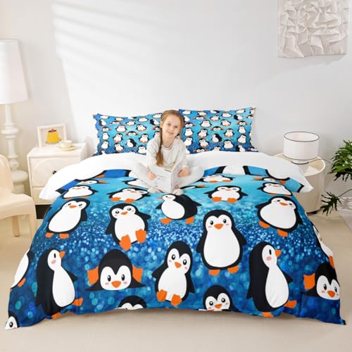 Cartoon Penguins Duvet Cover Set (Twin)