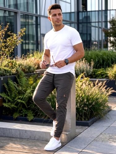 Image of ANNI Designer Men Cargo Pants Cotton Solid | Cargo Pants for Men | Mens Cargo Trouser | Multi Pocket Cargo Pant Regular Fit | Casual Stylish Bottom Wear for Mens Comfortable Clothing