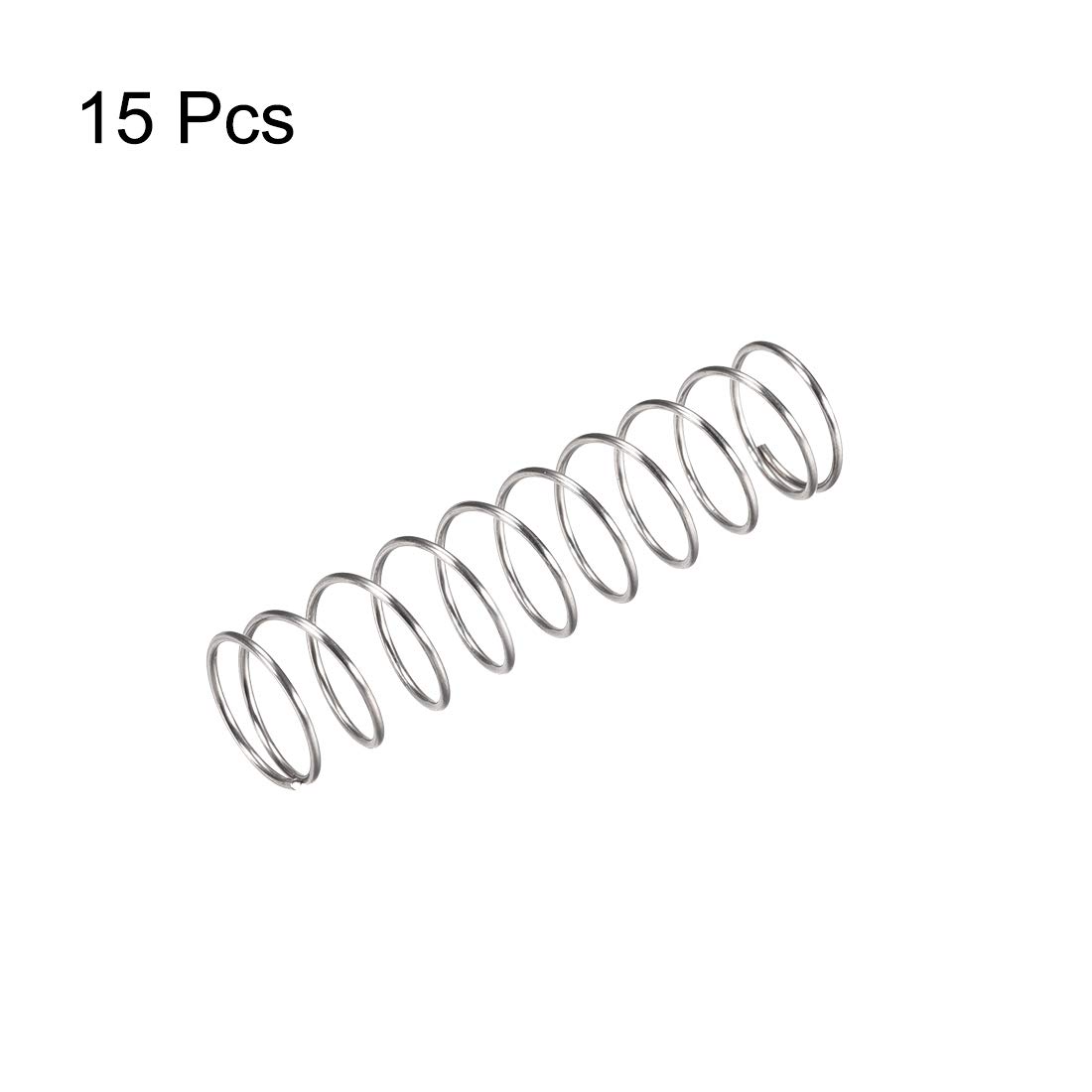 sourcing map 15 x sprężyna dociskowa 304 stal nierdzewna 35N nośność 15 mm OD 1 mm rozmiar kabla 30 mm długość kompresji 60 mm długość wolna od srebra