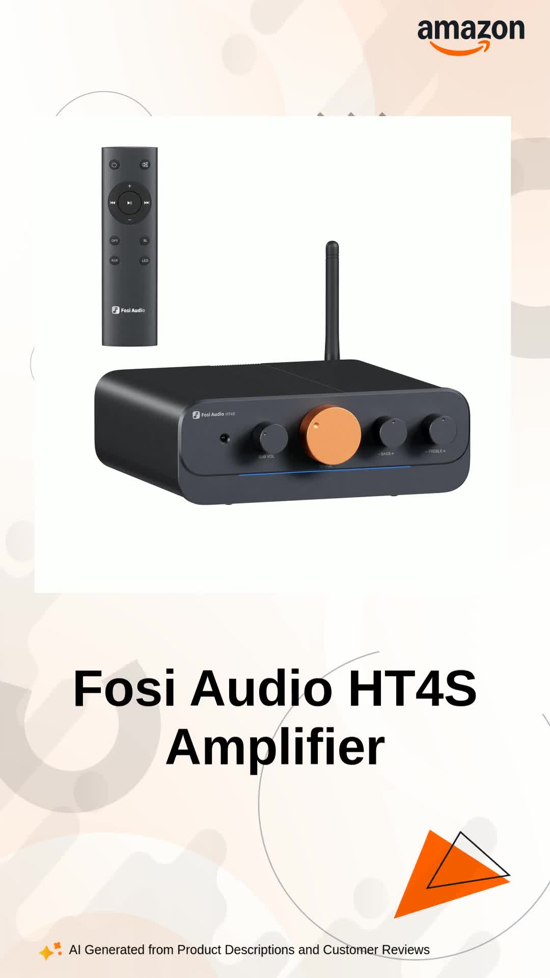 Fosi Audio HT4S Bluetooth Amplifier 4.1/5.0 Ch Stereo