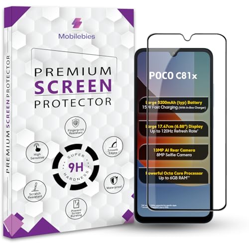 Image of Premium Tempered Glass Screen Protector Guard For Poco C81x (6.88 Inch, Pack of 1) | Edge to Edge Coverage With Easy to installation kit