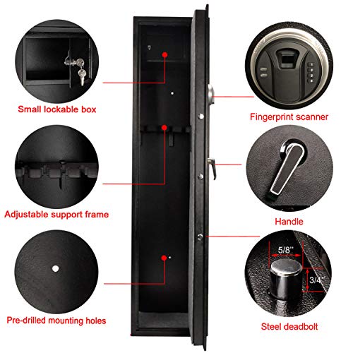 Langger Biometric Rifle Gun Safe, Shotgun Quick Access, 5-Gun Large Rifle Gun Security Cabinet for Rifle Shotgun Firearms w/o Optics/Scopes with Pistol/Handgun Lock Box