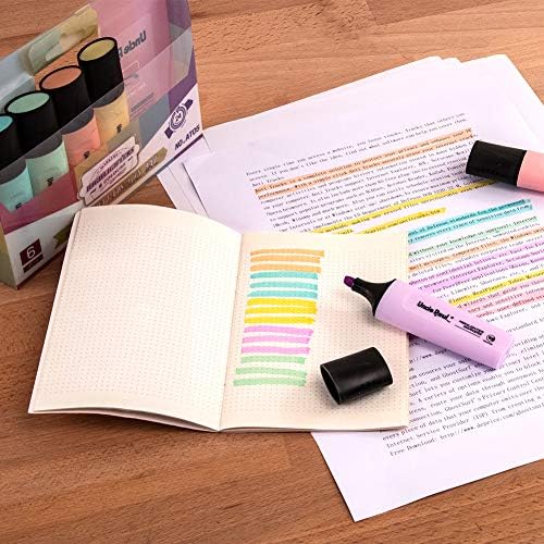 Highlighters/Marker Pens/Fluorescent Pens Chisel Tip Soft Color for Adult Kids Underlines School Office Supplies 6PCS Uncle Paul AT05