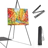 T-SIGN Instant Display Easel Stand - 63' Tripod Collapsible Portable Artist Floor Easel - Easy Folding Telescoping Adjustable Art Poster Metal Stand for Display Show
