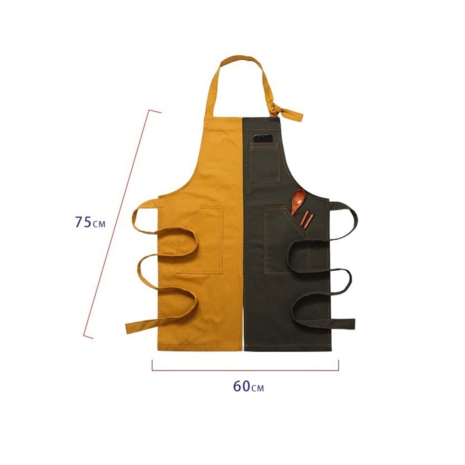 Delantal de chef, delantal unisex de mezclilla sin mangas, multicolor para trabajos culinarios, de belleza y manualidades