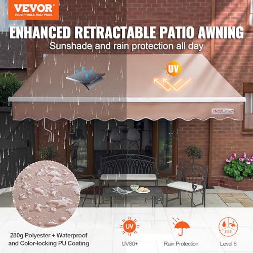 Vevor MANUAL RETRACTABLE AWNING 13 X 8 FT Manual Retractable Awning, 13 X 8 Ft Outdoor Patio Awning Retractable Sun Shade thumb #1