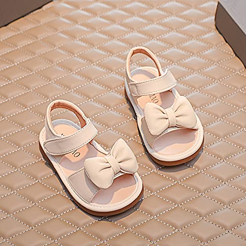 Girls' Sandals Summer Bowknot Children Sandals Toddler Baby Shoes Girls Beach Prewalker Girl's shoes (Beige, 10.5 Little Kid)2