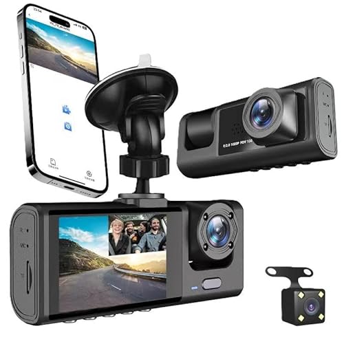 NKCKCX Dash Cam Front and Rear for Nissan Altima Sentra Maxima 2000-2025, 1080P Triple Lens WiFi Car Dash Camera, with HDR Night Vision, Loop Recording, G-Sensor, 24H Parking Mode Car Camera