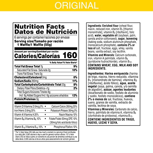 Eggo Thick And Fluffy Frozen Waffles, Frozen Breakfast, Resealable, Original, 11.6Oz Box (6 Waffles) #TOP1