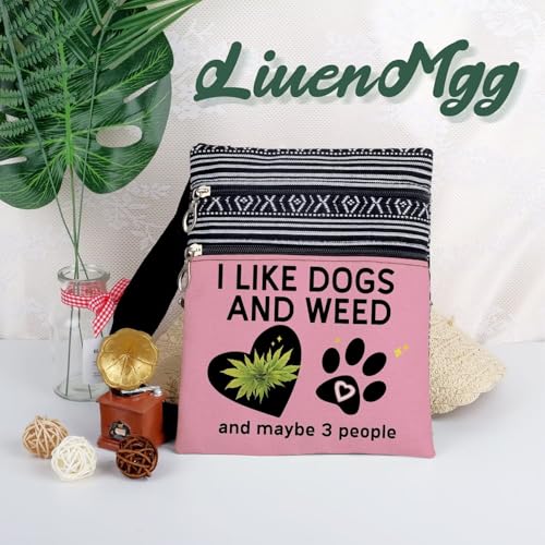 Like Dogs And Weed Messenger Bag Small Ethnic Pattern Printed Adjustable Strap Crossbody Zipper Bag Phone Bag Wallet Cute Shoulder Handbag for Dog Lovers Women 5