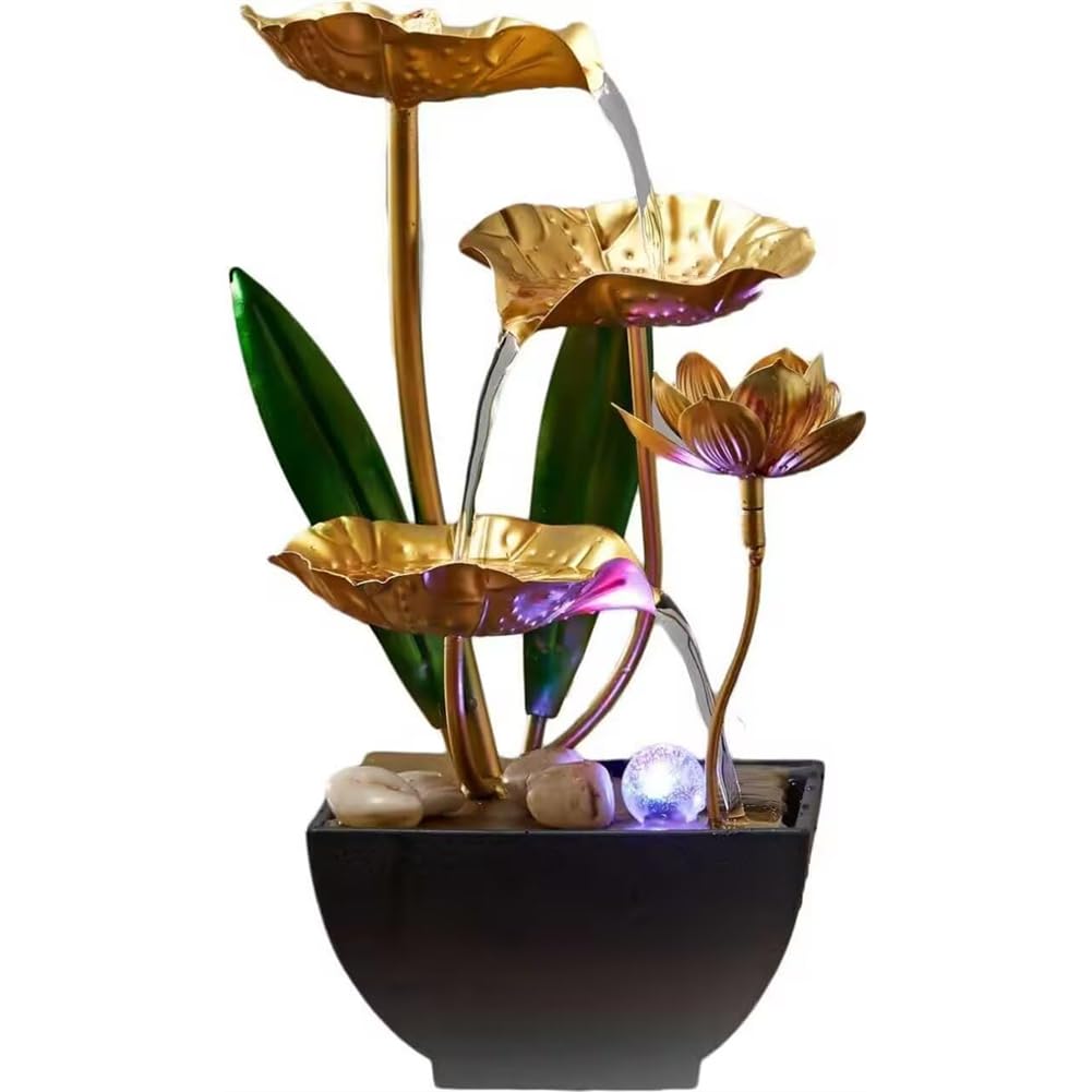 Fuentes de agua para interiores con cascada mini y luces para oficina o salón