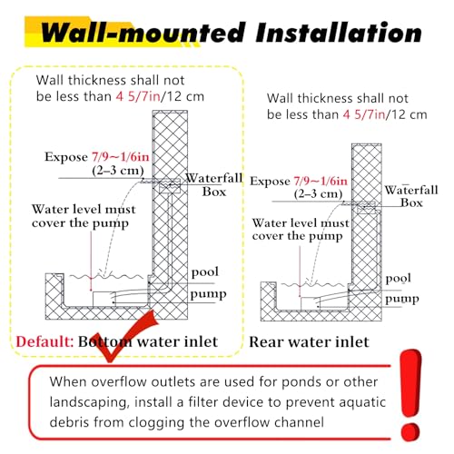 Cascada de pared sin salpicaduras con kit de acero inoxidable 304 para fuentes de patio 7