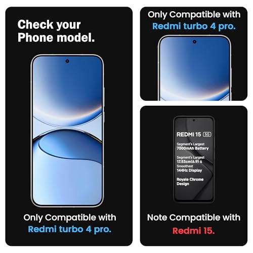 Image of FIRST MART Military-Grade Gorilla Tempered Glass Compatible For Redmi Turbo 4 Pro (6.83 Inch) With Edge To Edge Screen Coverage and Easy Installation Kit | Black, Pack of 2