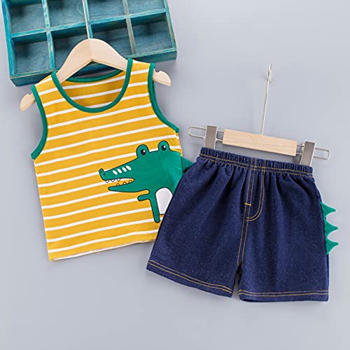 Kledingsets voor babyjongens Babykleding Outfits Katoen bedrukte top Casual 2-delige set Winter babykleding (geel, 80) Perfect - Afbeelding 6