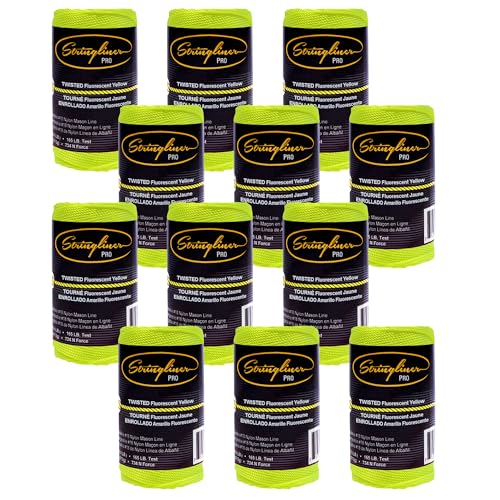 Rollo de Rep. para Línea Mason Stringliner de 270 pies, 1/4 lb, color amarillo fluorescente, estilo trenzado, paquete de 12 miniatura 1