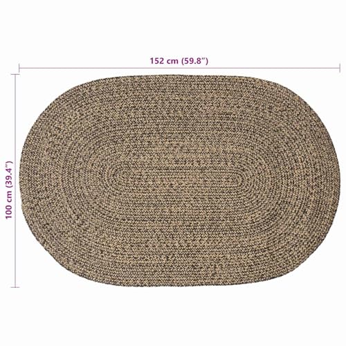 Alfombra de yute rectangular moderna Heofavd para dormitorio de fibra natural 4
