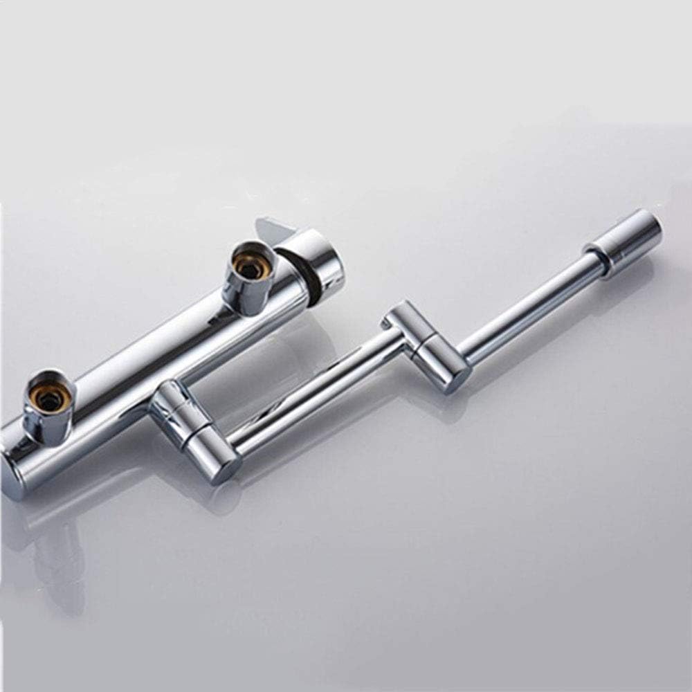 Folding Kitchen Faucet with Single Cold Water Brass Wall Mounted Pot Filler 360° Swivel Handle 2 Hole Sink Mixer Tap,Chrome(Chrome)