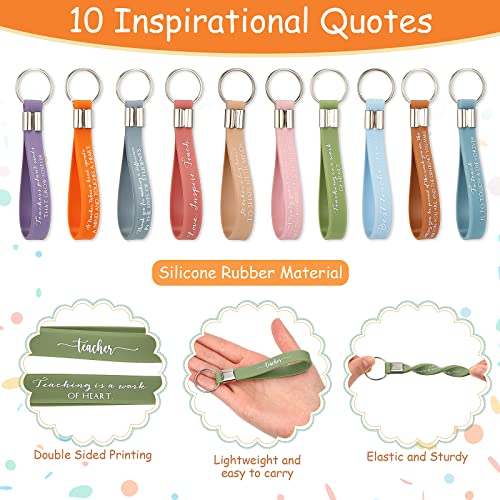 Fumete 40 Pcs Teacher Gift Inspirational Rainbow Makeup Bag Rainbow Silicone Keychains Bulk Zipper Canvas Teacher Pencil Pouch for Employee Appreciation Thank You Gifts Thanksgiving Christmas3