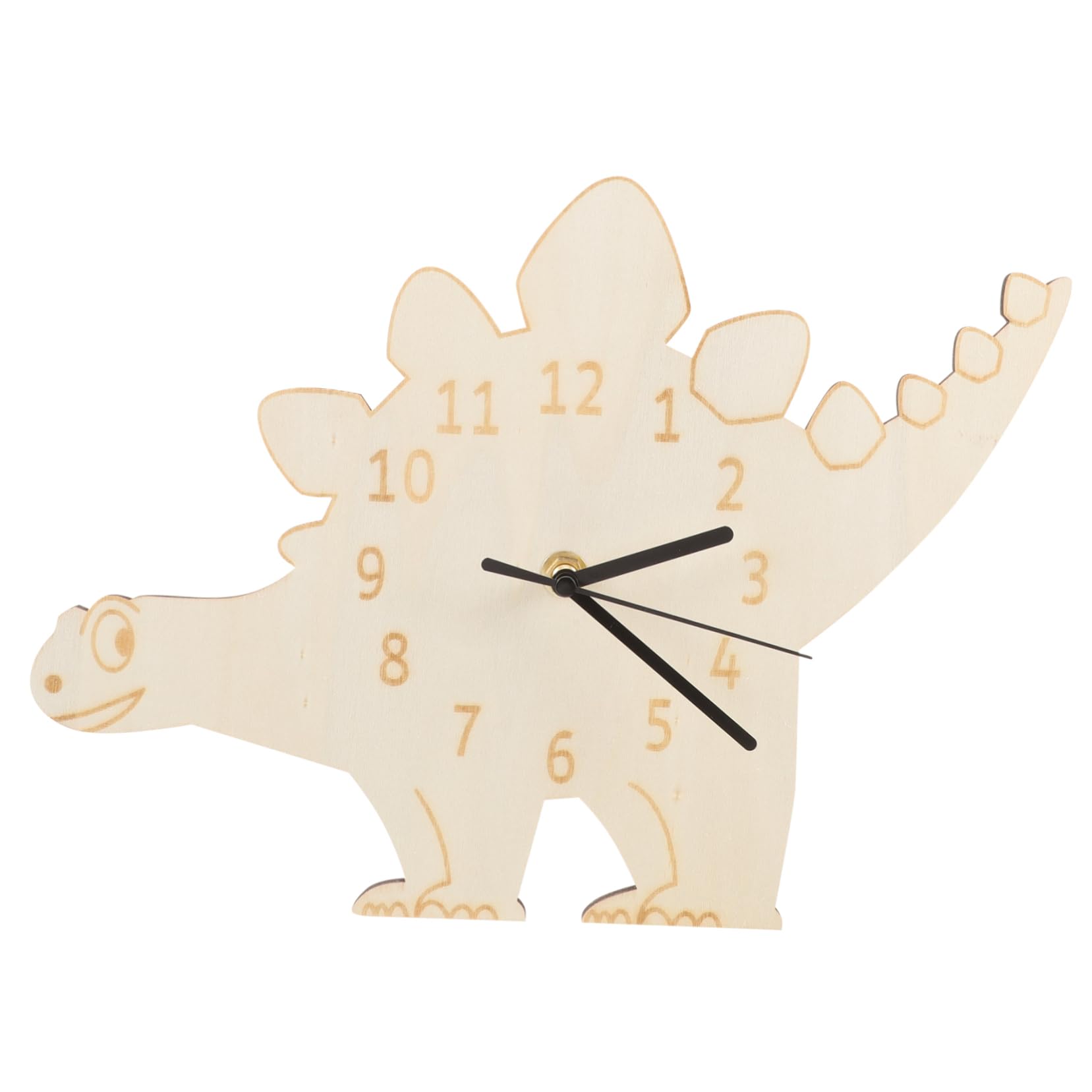 HOMSFOU Rustic Wooden Dinosaur Alarm Clock Boys and Girls's Room Decor Silent Cartoon Wall Clock Home Desk Decor
