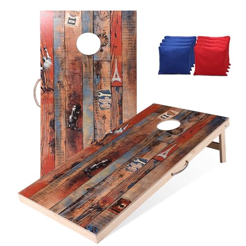 Image of Sportdo 4x2 ft Solid Wood Cornhole Set with 8 Bean Bags, Regulation Size Cornhole Board Set for Adults, Cornhole Game Set for Tailgate Backyard Toss Games Indoor&Outdoor Activities