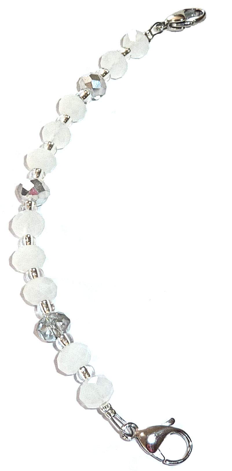 Hidden Hollow BeadsWomen's Artistic 6" Medical Alert ID Interchangeable Replacement Bracelet, Identification Vital info tag (White)