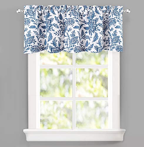 Driftaway Isla Paisley Floral Pattern Blackout Thermal Insulated Window Curtain Valance Rod Pocket 52 Inch By 18 Inch Plus 2 Inch Header Navy #TOP4