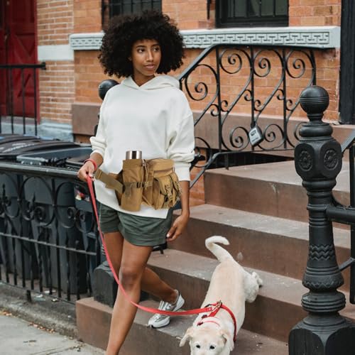 Riñonera de tela Oxford color caqui cómoda para senderismo y pasear perros al aire libre 3