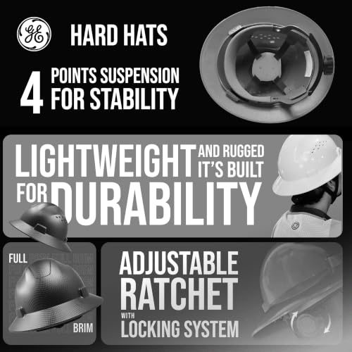 GE Hard Hat - Full Brim, 4-Point Ratchet Suspension - Non-Vented, White by GE - Used condition - Image 5