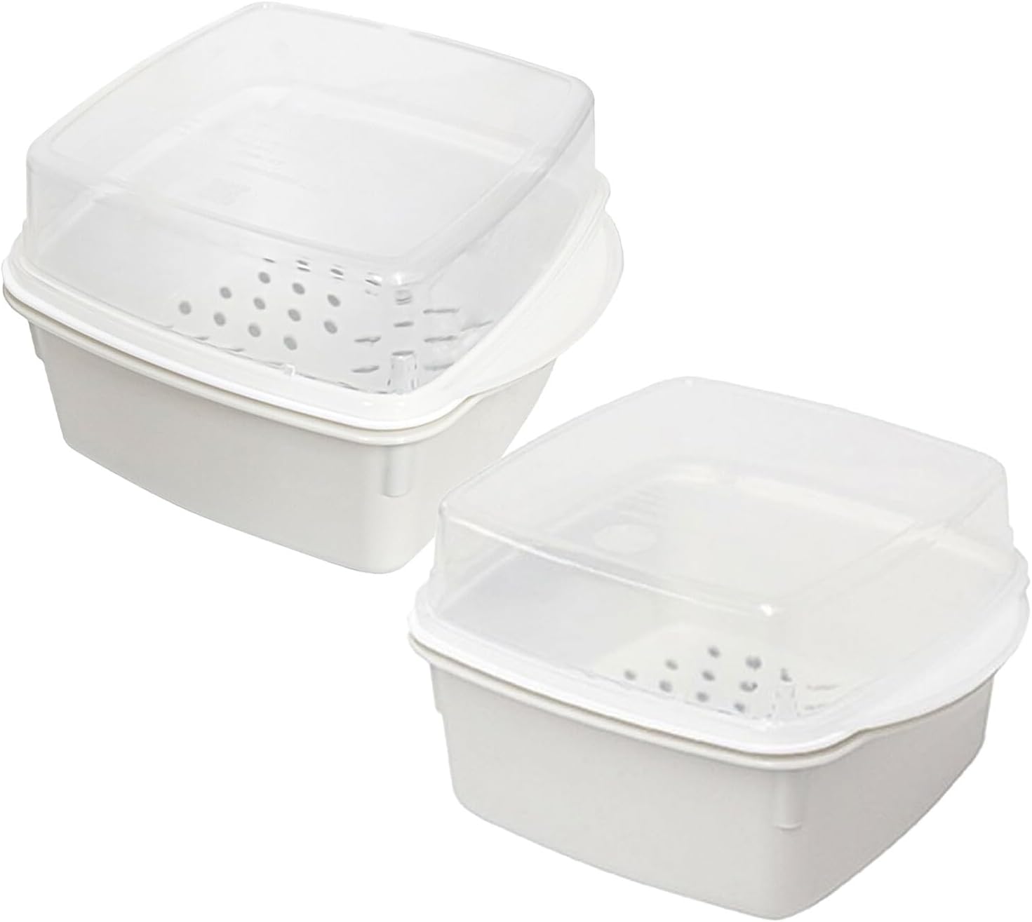 2pcs Small Vegetable Steamer Microwave Vegetables Cooker Bun Dumpling Steamer Microwave Steaming Pot Removable Strainer Lid Kitchen Utensil Cookware White