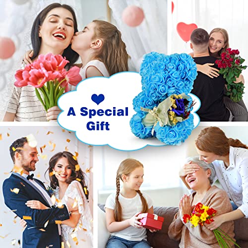 K Kymake Mothers Day Rose Gifts From Daughter,Rose Bear Gifts For Women,Handmade Rose Bears A Never-Fading Rose Gifts For Mom,Girlfriend Gifts For Her Bridal Showers Clear Gift Box (Blue) #TOP4