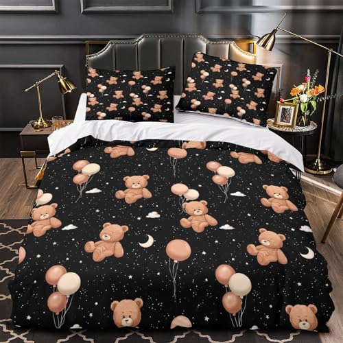 Parure de lit imprimé 3D nuit des ours housse de couette microfibre hypoallergique