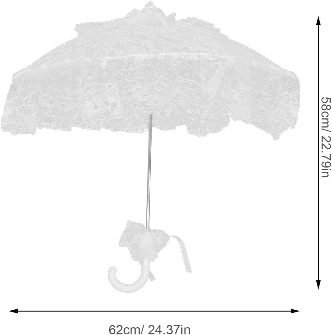 Vintage Bridal Lace Parasol Umbrella for Wedding Photography Bride White