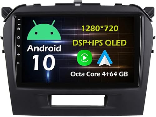 9 ''4+64 GB Android 10 en Dash Car Stereo Radio Fit para Suzuki Vitara 2014 15 16 17 18 GPS Navegación Unidad Principal Carplay Android Auto DSP 4G